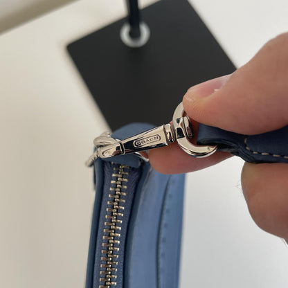 Coach Blue Pebbled Leather Hamptons Mini Shoulder Bag B06S-9860