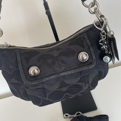 Coach Poppy Black Sateen Groovy Convertible Shoulder Bag K09-13833