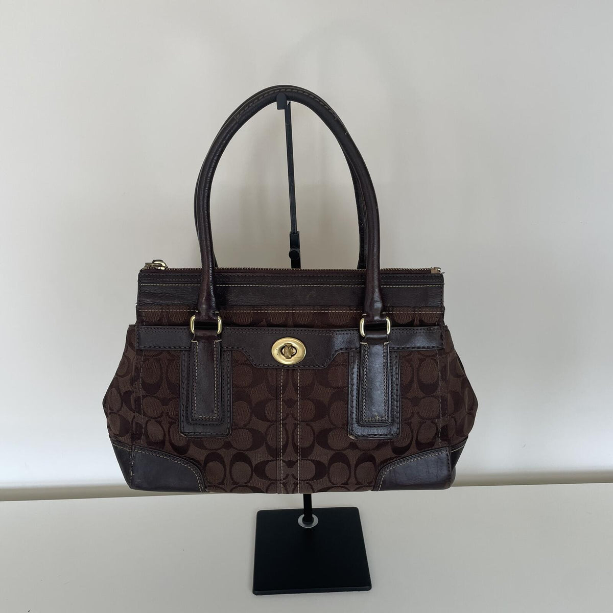 Coach Brown Signature Monogram Hampton Shoulder Bag H0755-11062