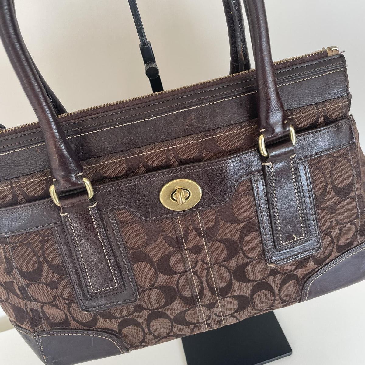 Coach Brown Signature Monogram Hampton Shoulder Bag H0755-11062