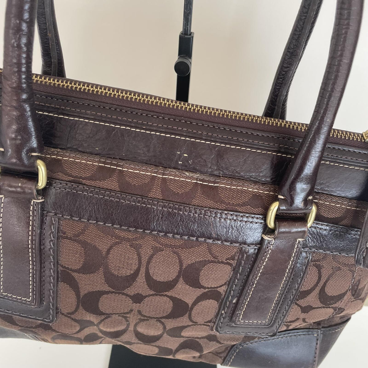 Coach Brown Signature Monogram Hampton Shoulder Bag H0755-11062