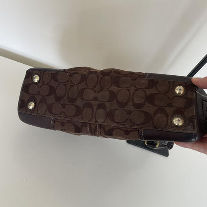 Coach Brown Signature Monogram Hampton Shoulder Bag H0755-11062