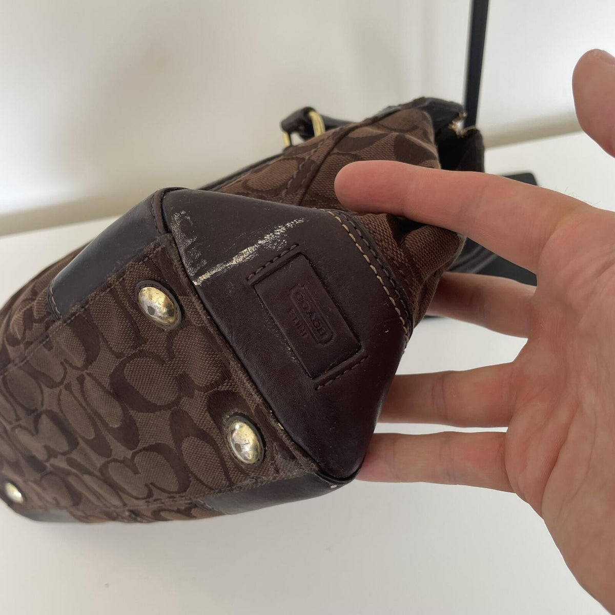 Coach Brown Signature Monogram Hampton Shoulder Bag H0755-11062