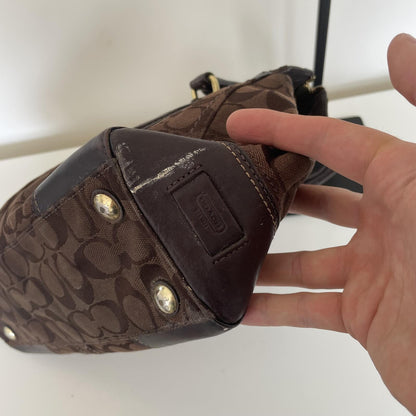 Coach Brown Signature Monogram Hampton Shoulder Bag H0755-11062