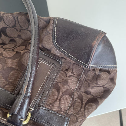 Coach Brown Signature Monogram Hampton Shoulder Bag H0755-11062