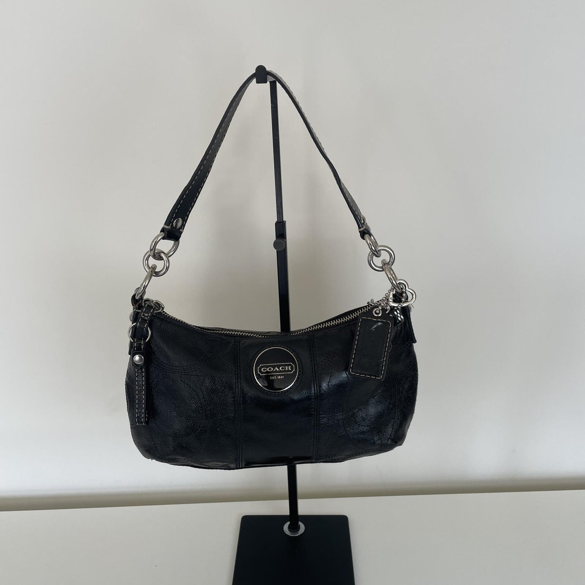 Coach Black Patent Mini Convertible Shoulder Bag H1026-F15141