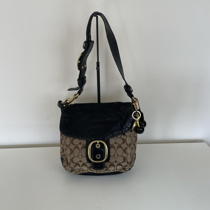 Coach Beige Signature Monogram Legacy Bleecker Flap Shoulder Bag H0794-11434