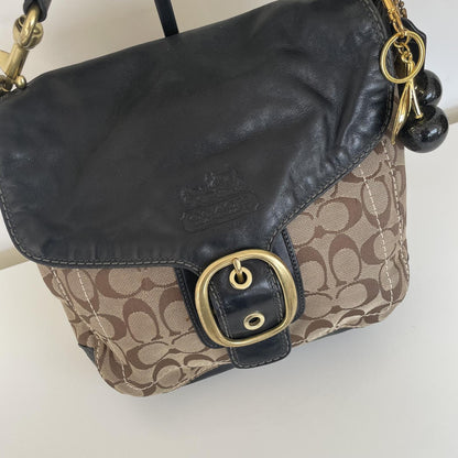 Coach Beige Signature Monogram Legacy Bleecker Flap Shoulder Bag H0794-11434