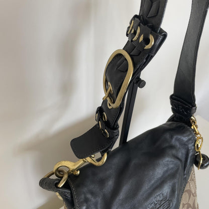 Coach Beige Signature Monogram Legacy Bleecker Flap Shoulder Bag H0794-11434