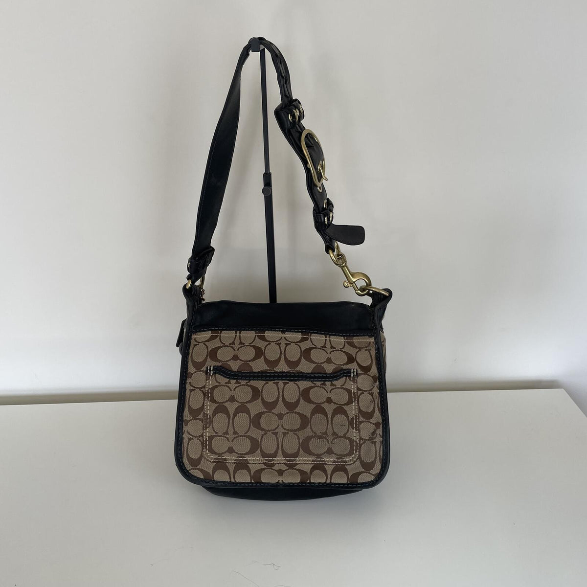 Coach Beige Signature Monogram Legacy Bleecker Flap Shoulder Bag H0794-11434