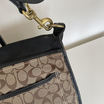 Coach Beige Signature Monogram Legacy Bleecker Flap Shoulder Bag H0794-11434