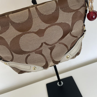 Coach Beige Signature Monogram Mini Carly Shoulder Bag M0726-40347