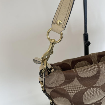 Coach Beige Signature Monogram Mini Carly Shoulder Bag M0726-40347