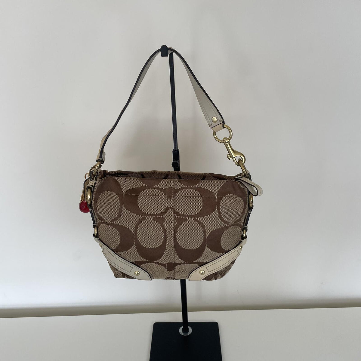 Coach Beige Signature Monogram Mini Carly Shoulder Bag M0726-40347