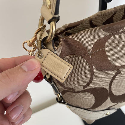 Coach Beige Signature Monogram Mini Carly Shoulder Bag M0726-40347