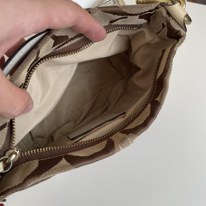 Coach Beige Signature Monogram Mini Carly Shoulder Bag M0726-40347