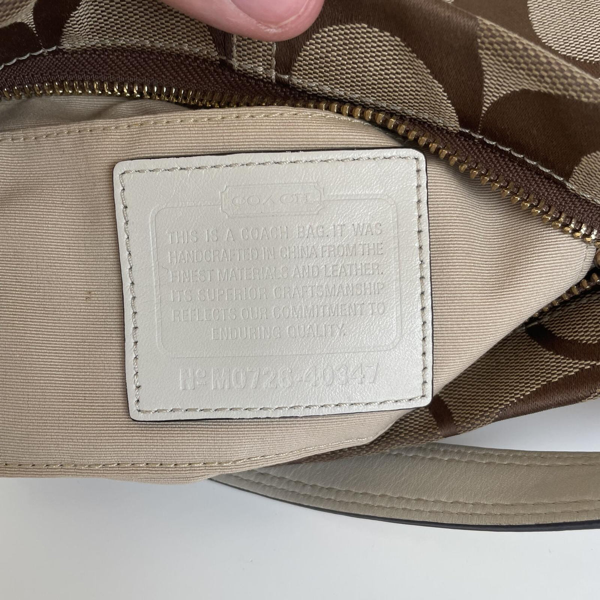 Coach Beige Signature Monogram Mini Carly Shoulder Bag M0726-40347