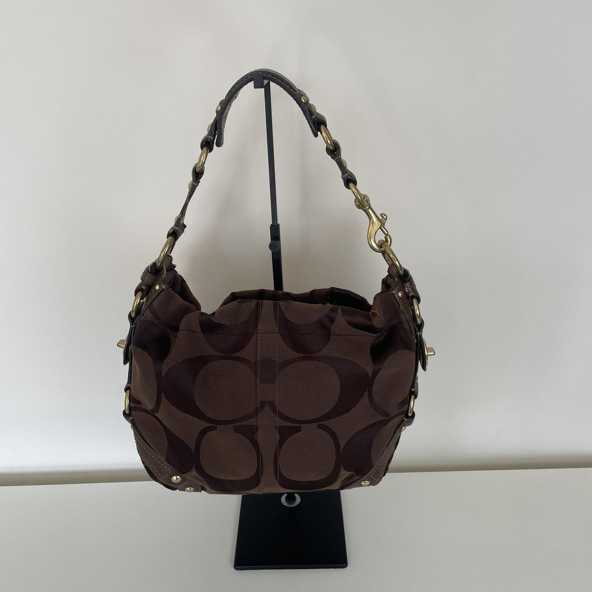 Coach Brown Signature Monogram Carly Shoulder Bag G0793-10619