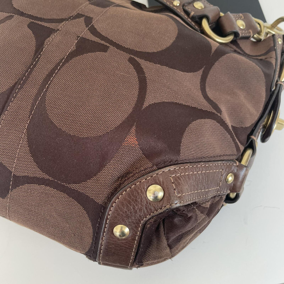 Coach Brown Signature Monogram Carly Shoulder Bag G0793-10619