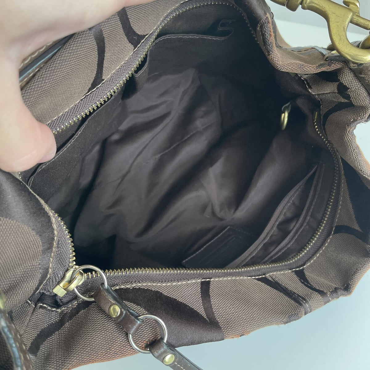 Coach Brown Signature Monogram Carly Shoulder Bag G0793-10619