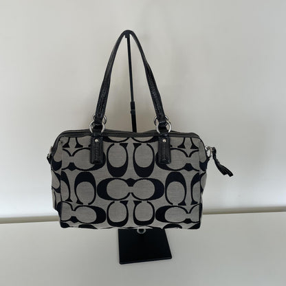 Coach Black Signature Monogram Satchel Shoulder Bag H1382-F24364