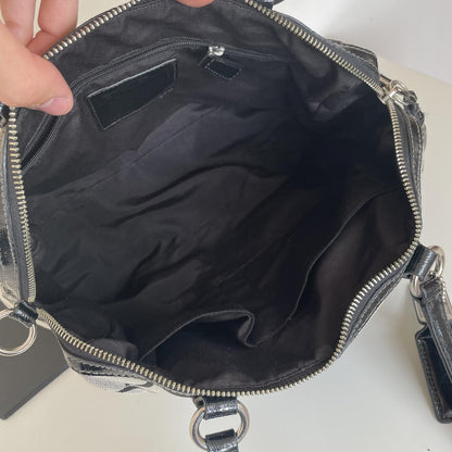 Coach Black Signature Monogram Satchel Shoulder Bag H1382-F24364