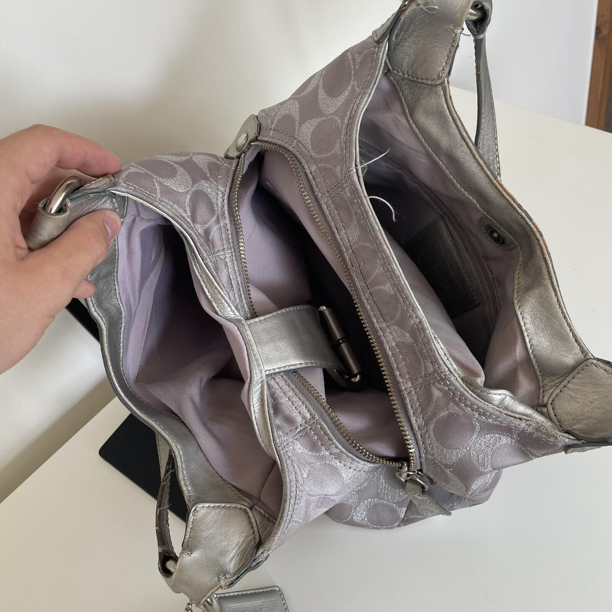 Coach Lilac and Silver 3-Compartment Hobo Shoulder Bag K1193-F18911
