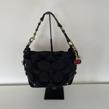 Coach Black Signature Monogram Carly Shoulder Bag E0771-10619