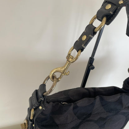 Coach Black Signature Monogram Carly Shoulder Bag E0771-10619