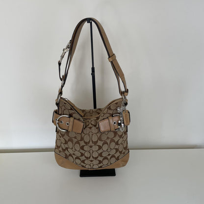 Coach Beige Signature Monogram Convertible Shoulder Bag H05K-3574