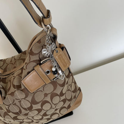 Coach Beige Signature Monogram Convertible Shoulder Bag H05K-3574