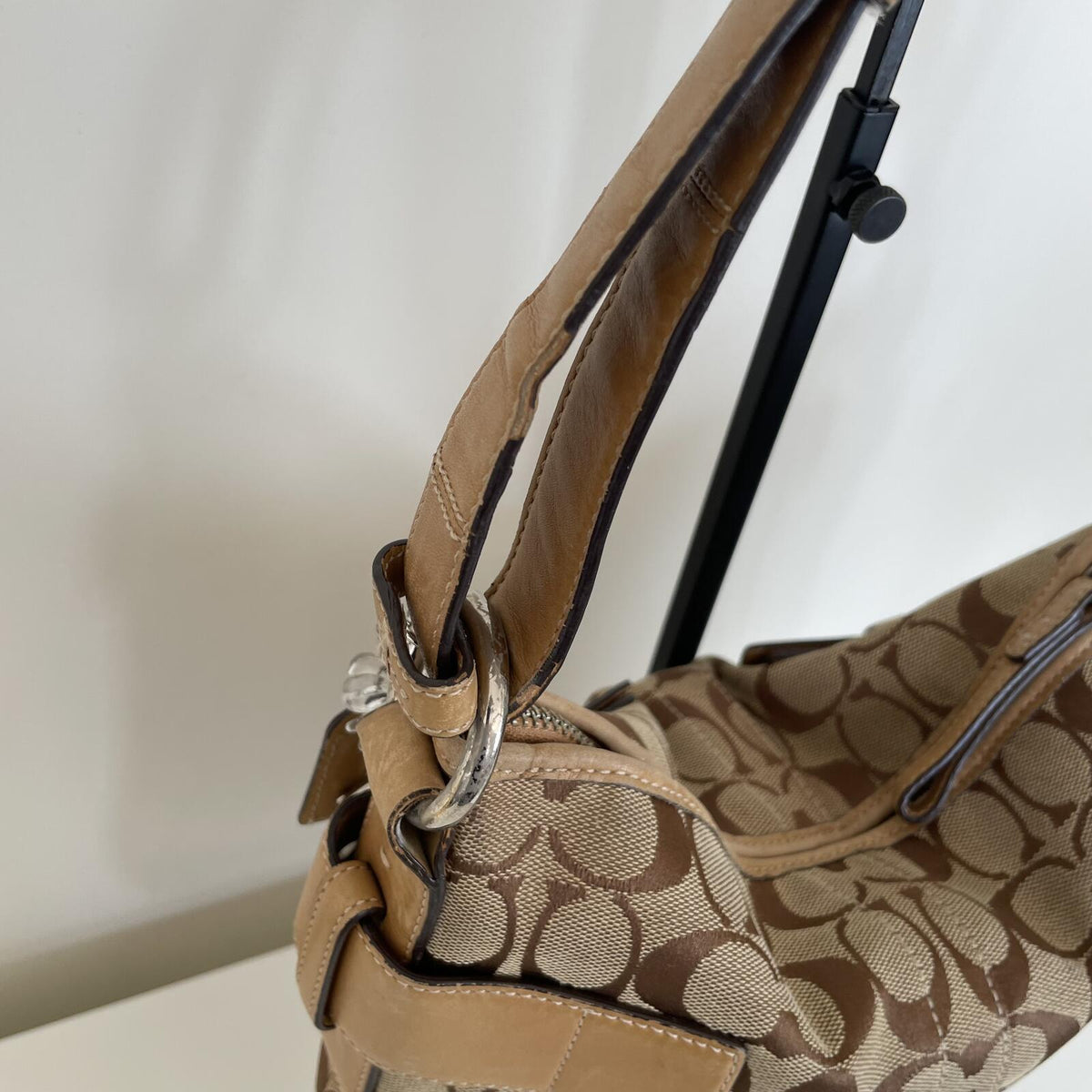 Coach Beige Signature Monogram Convertible Shoulder Bag H05K-3574