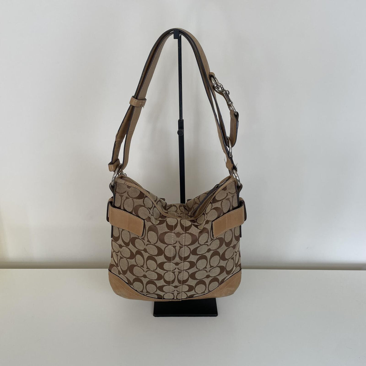 Coach Beige Signature Monogram Convertible Shoulder Bag H05K-3574