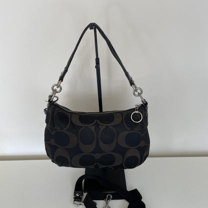 Coach Black Poppy Signature Monogram Shoulder Bag