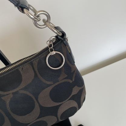 Coach Black Poppy Signature Monogram Shoulder Bag