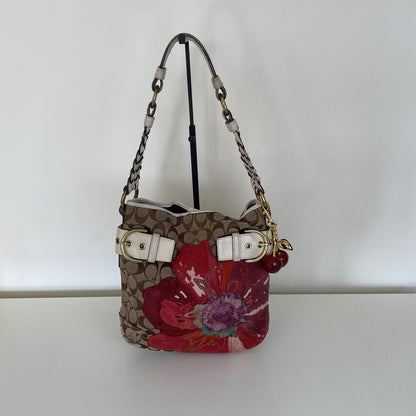 Coach Beige Signature Monogram Flower Shoulder Bag J05Q-6123