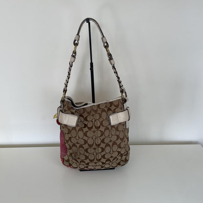 Coach Beige Signature Monogram Flower Shoulder Bag J05Q-6123