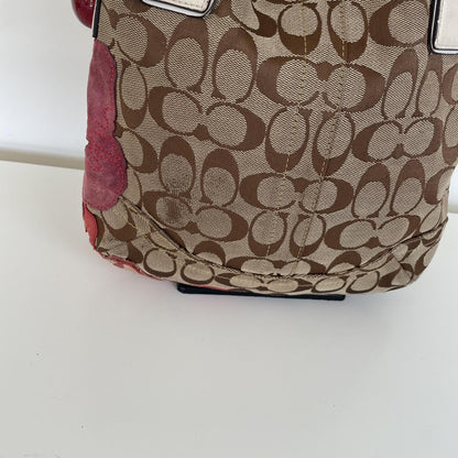 Coach Beige Signature Monogram Flower Shoulder Bag J05Q-6123