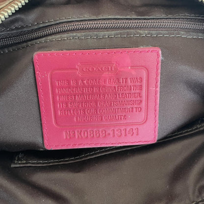 Coach Beige and Pink Poppy Signature Sateen Shoulder Bag K069-13141