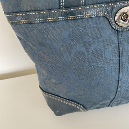 Coach Blue Canvas Hampton Shoulder Bag J0960-F13973