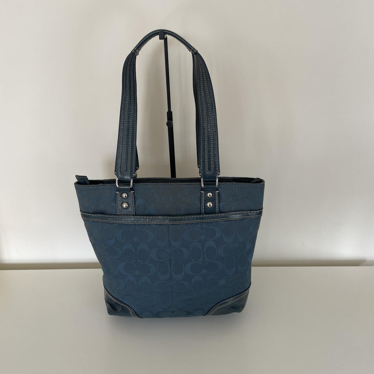 Coach Blue Canvas Hampton Shoulder Bag J0960-F13973