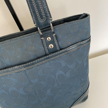 Coach Blue Canvas Hampton Shoulder Bag J0960-F13973