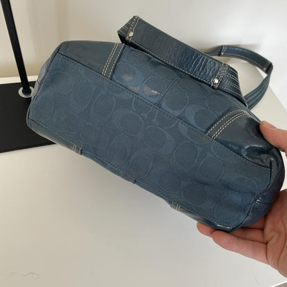 Coach Blue Canvas Hampton Shoulder Bag J0960-F13973
