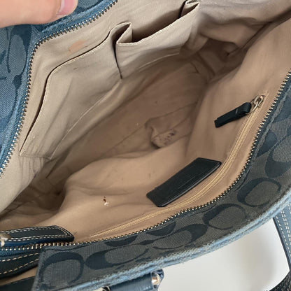 Coach Blue Canvas Hampton Shoulder Bag J0960-F13973