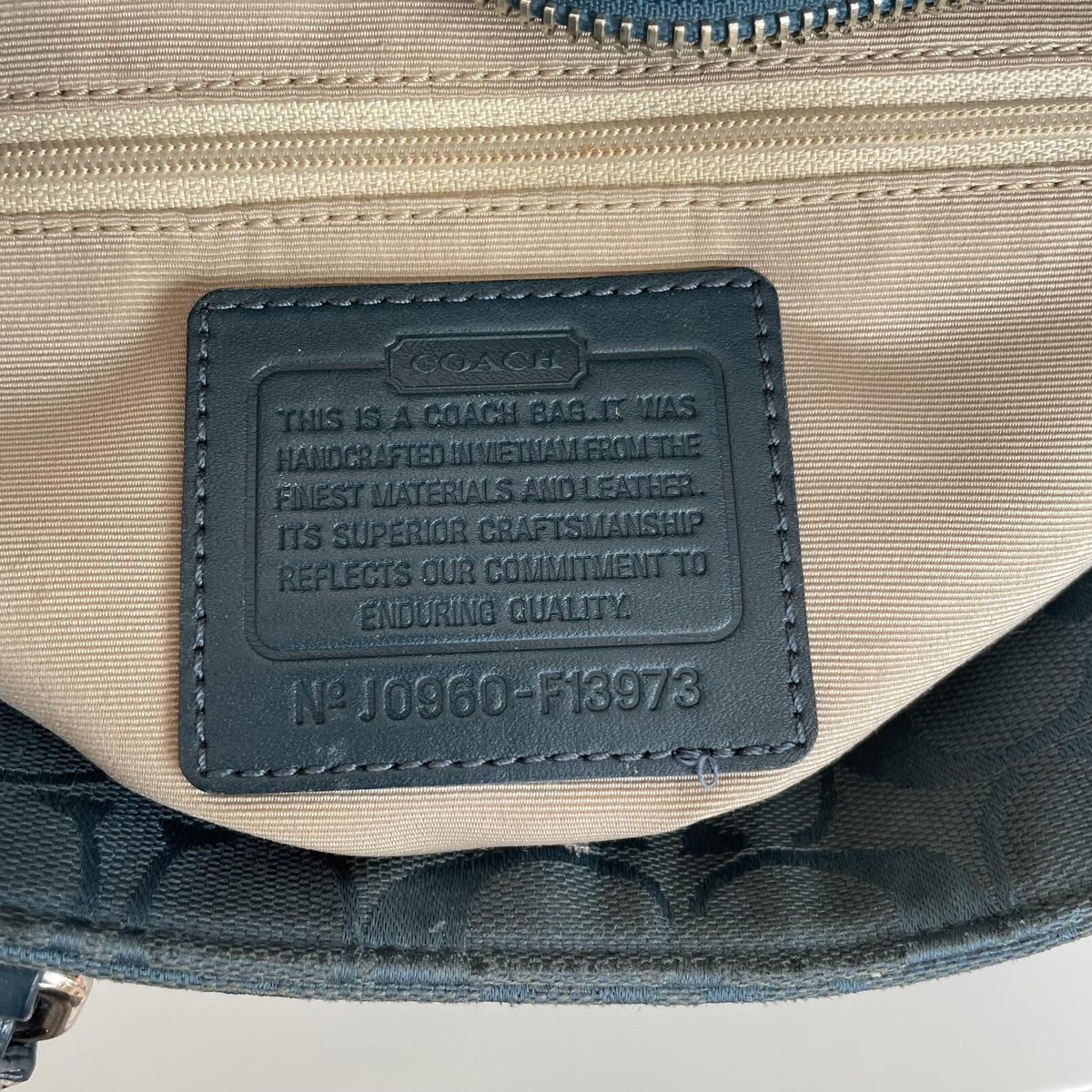 Coach Blue Canvas Hampton Shoulder Bag J0960-F13973