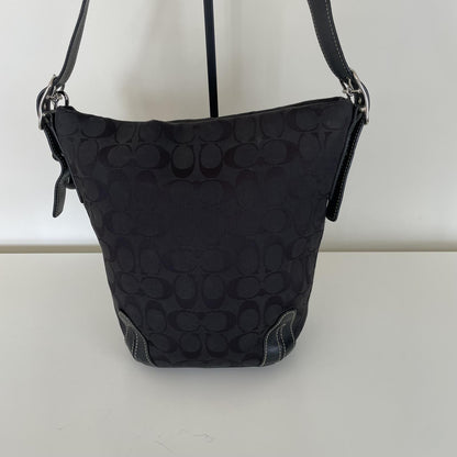 Coach Black Signature Monogram Crossbody Bucket Bag C25-6076