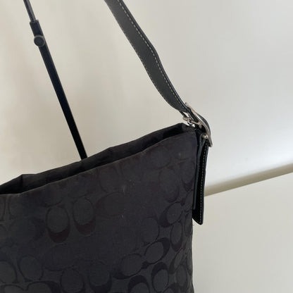 Coach Black Signature Monogram Crossbody Bucket Bag C25-6076