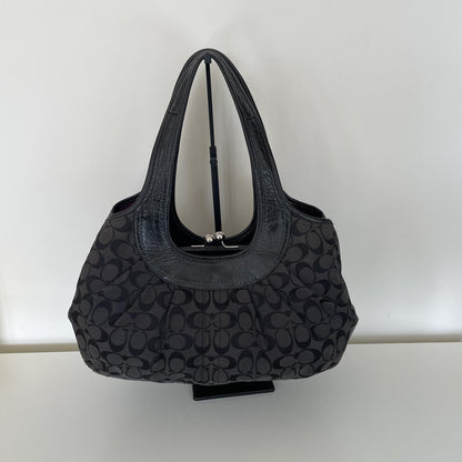Coach Black Signature Monogram Ergo Shoulder Bag with Kisslock Pocket D1076-F14380