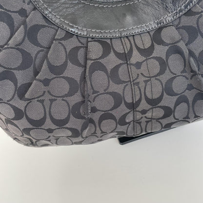 Coach Black Signature Monogram Ergo Shoulder Bag with Kisslock Pocket D1076-F14380