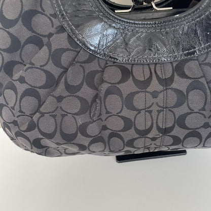 Coach Black Signature Monogram Ergo Shoulder Bag with Kisslock Pocket D1076-F14380
